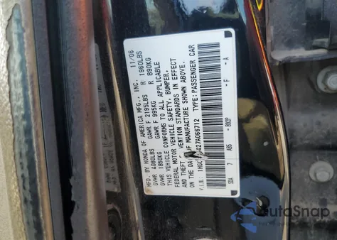 2007 Honda Accord Lx из США, поврежденный, VIN 1HGCM56427A066712